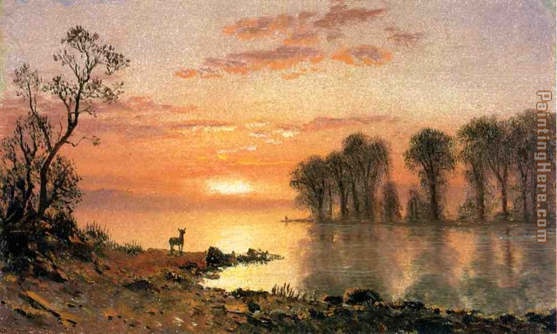 Sunset painting - Albert Bierstadt Sunset art painting